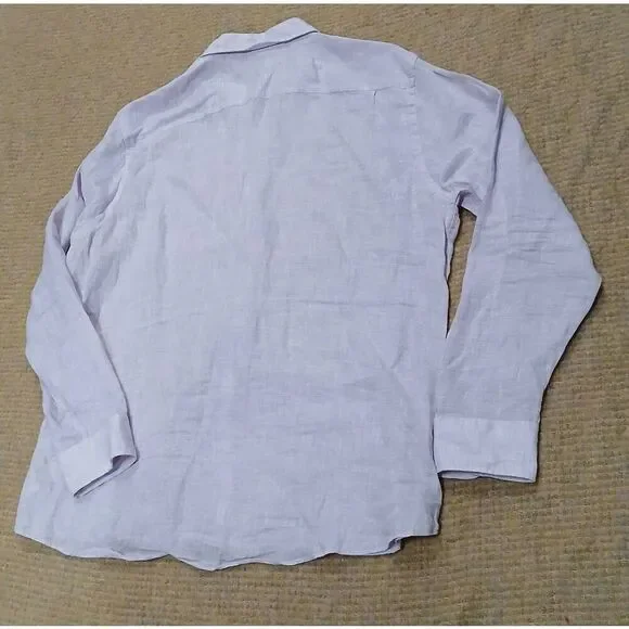 Faherty brand 100% linen mens xl shirt longsleeve lavender purple - Picture 4 of 7